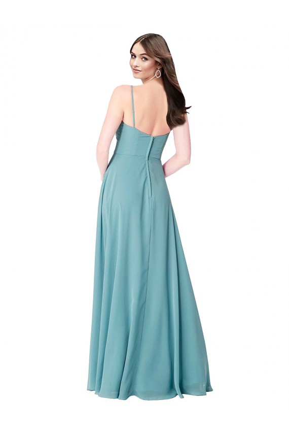 Turquoise A-Line V-Neck Long Bridesmaid Dress Hobart