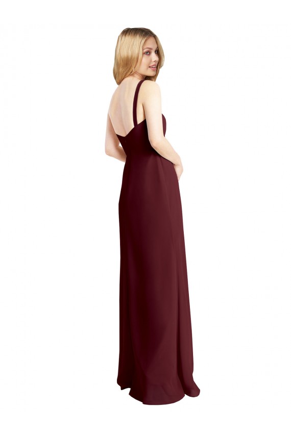 Low Back Burgundy Gold A-Line Square Neck Long Bridesmaid Dress Hobart