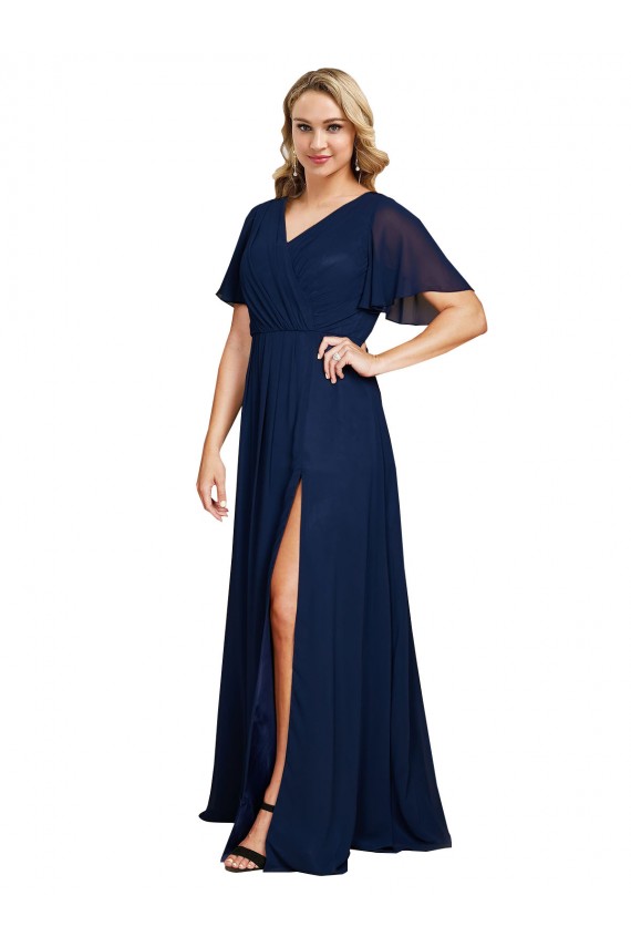 Dark Navy A-Line V-Neck Long Formal Plus Size Evening Gown / Prom Dress / Bridesmaid Dress Hobart