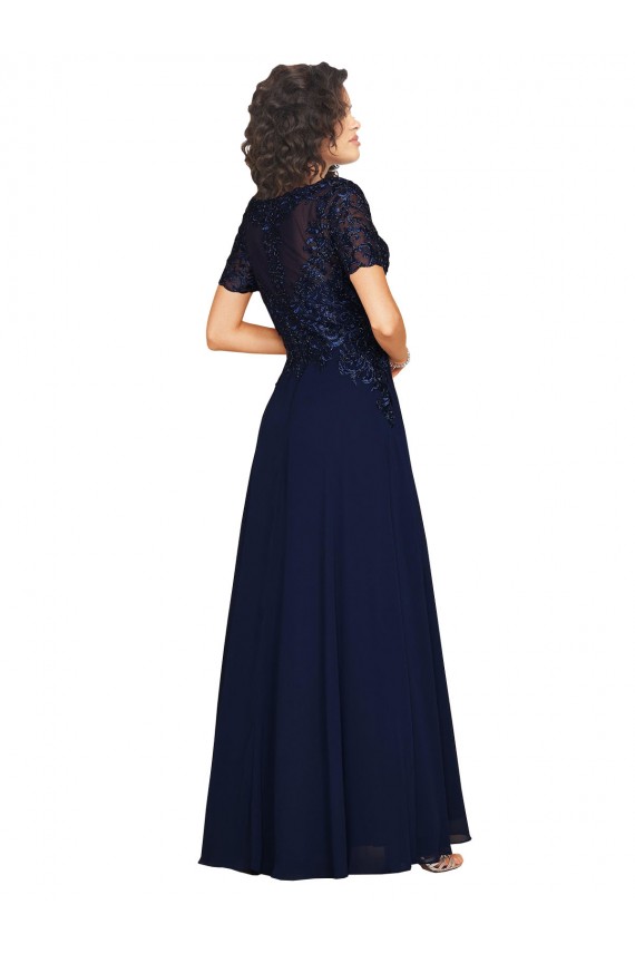Dark Navy A-Line Round Neck Long Prom Dress / Bridesmaid Dress Hobart