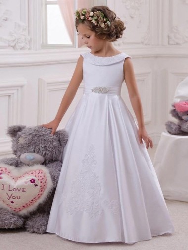 Ivory Ball Gown Long Flower Girl Dresses Hobart