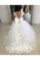 Ivory Ball Gown Bateau Neck Chapel Train Flower Girl Dress Hobart