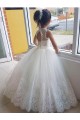 Keyhole Back Ivory Ball Gown High Neck Long Flower Girl Dress for Wedding Hobart