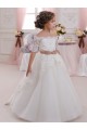 Keyhole Back Ivory Ball Gown High Neck Long Flower Girl Dresses Hobart