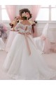 Keyhole Back Ivory Ball Gown High Neck Long Flower Girl Dresses Hobart