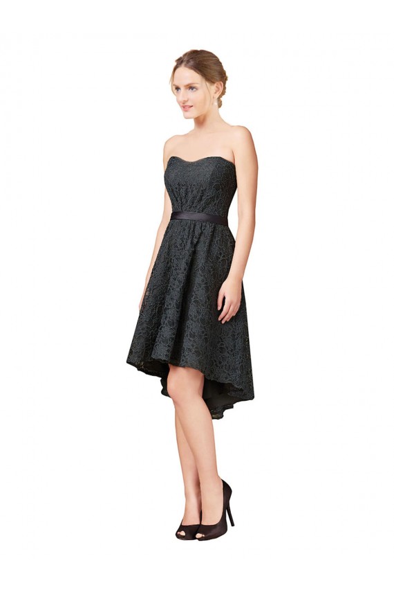 Slate Grey A-Line Sweetheart Knee Length High Low Bridesmaid Dress Hobart