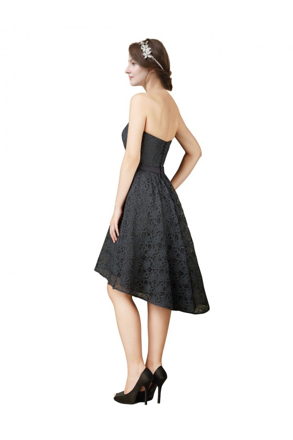 Slate Grey A-Line Sweetheart Knee Length High Low Bridesmaid Dress Hobart