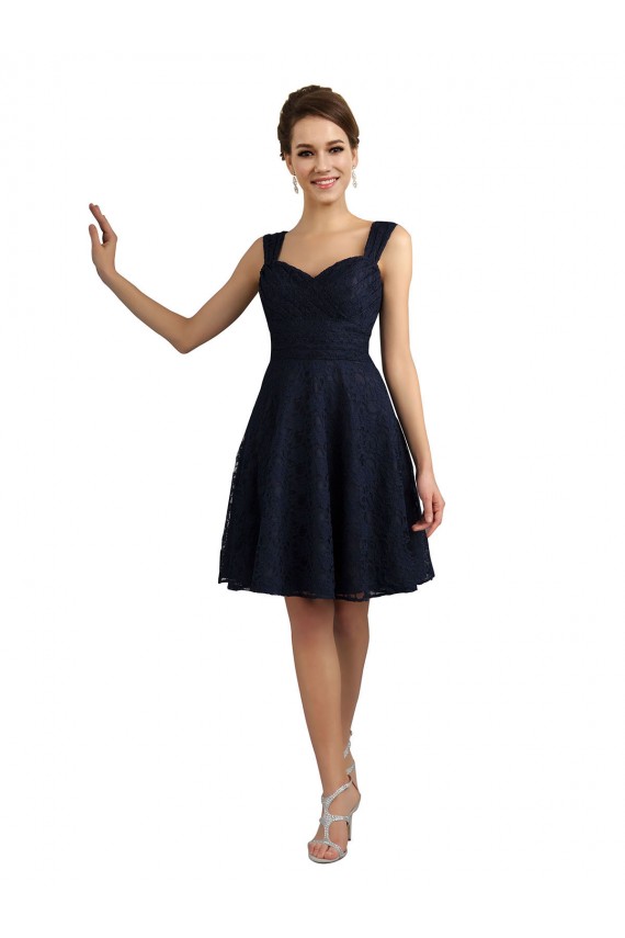 Dark Navy A-Line Sweetheart Knee Length Bridesmaid Dresses Hobart