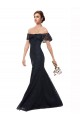 Dark Navy Mermaid Off the Shoulder Flutter Sleeves Long Prom Dress / Bridesmaid Dress Hobart