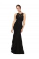 Open Back Black Sheath Jewel Neck Long Bridesmaid Dress Hobart