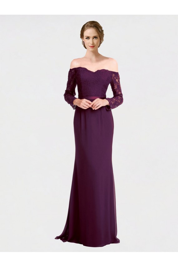 Low Back Grape Mermaid Off the Shoulder Long Bridesmaid Dress Hobart