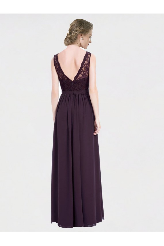 V-Back Grape A-Line V-Neck Long Bridesmaid Dress / Evening Dress Hobart