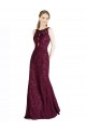 Keyhole Back Burgundy Gold A-Line High Neck Long Prom Dress / Bridesmaid Dress Hobart