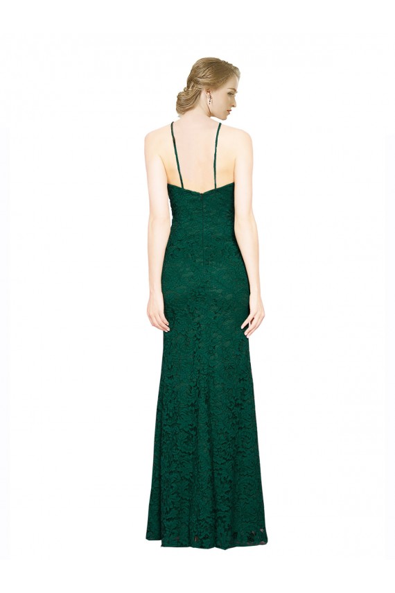 Low Back Dark Green Mermaid High Neck Long Prom Dress / Bridesmaid Dress Hobart