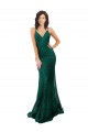 Open Back Dark Green Mermaid V-Neck Long Black Tie Evening Gown / Prom Dress / Bridesmaid Dress Hobart