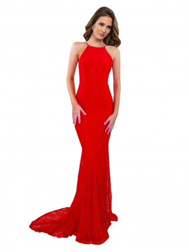 Open Back Red Mermaid High Neck Long Evening Gown / Prom Dress / Bridesmaid Dress Hobart