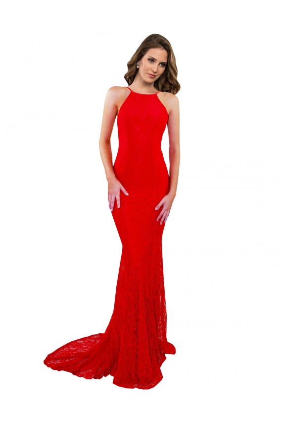 Open Back Red Mermaid High Neck Long Evening Gown / Prom Dress / Bridesmaid Dress Hobart