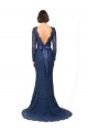 V-Back Dark Navy Mermaid, Sheath Jewel Neck Sweep Train Bridesmaid Dress Hobart