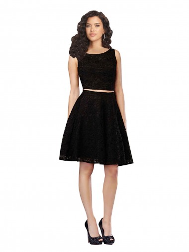 Black A-Line Jewel Neck Knee Length Bridesmaid Dress Hobart