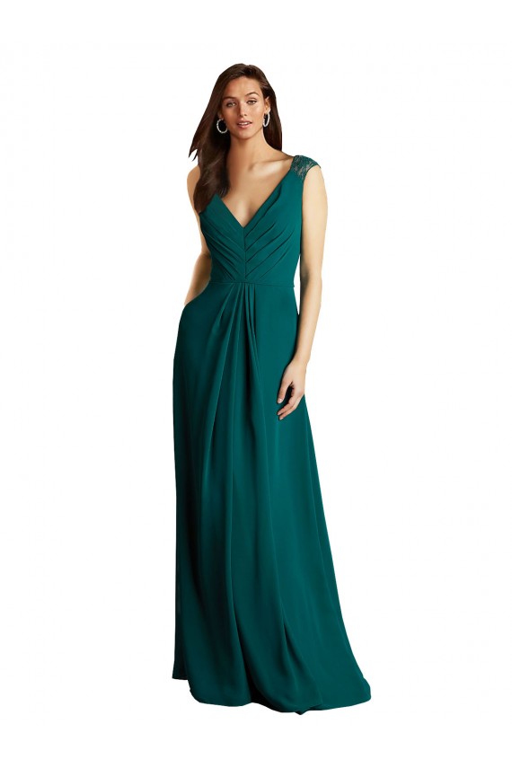 Open Back Hunter A-Line V-Neck Long Bridesmaid Dress Hobart