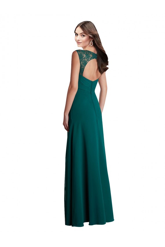 Open Back Hunter A-Line V-Neck Long Bridesmaid Dress Hobart