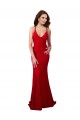 Open Back Red Mermaid V-Neck Long Formal Dress / Bridesmaid Dress Hobart