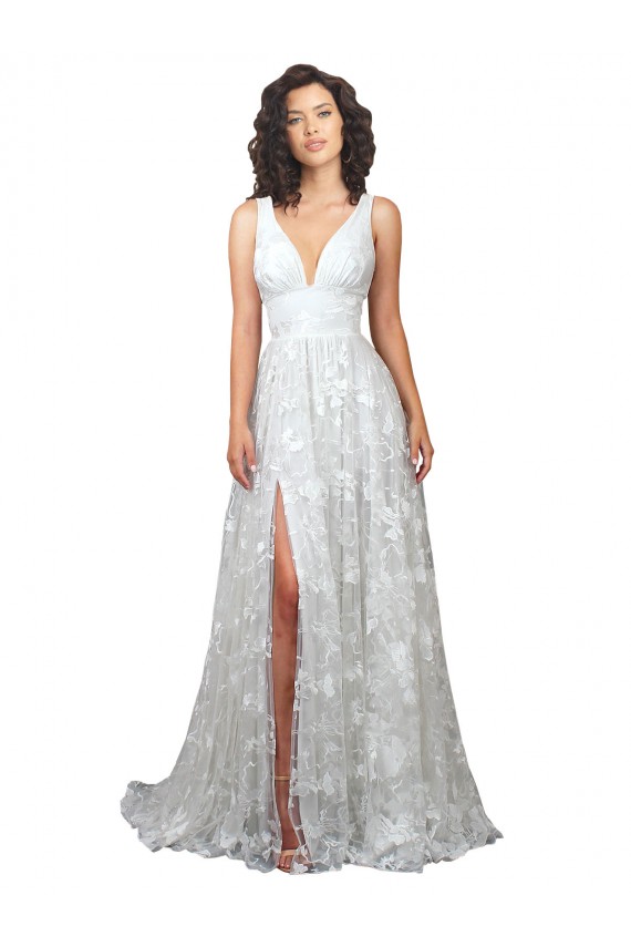 Low Back Off White A-Line V-Neck Chapel Train Wedding Dress Hobart