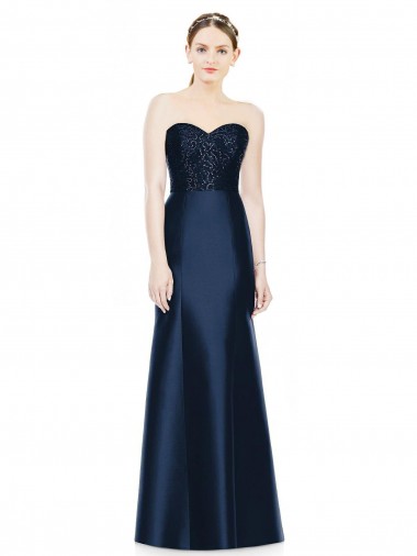 Dark Navy Mermaid Strapless Long Evening Dress / Bridesmaid Dress Hobart