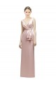 V-Back Pink Sheath V-Neck Long Bridesmaid Dress Hobart