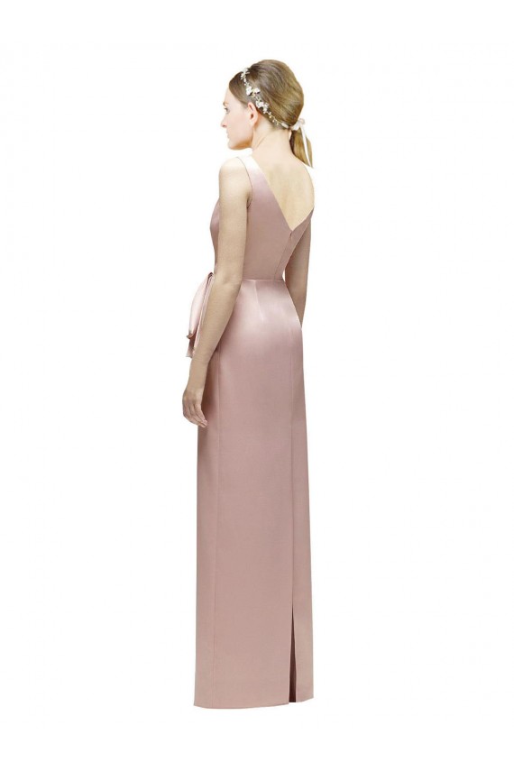 V-Back Pink Sheath V-Neck Long Bridesmaid Dress Hobart
