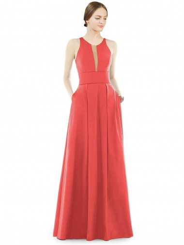 Firecracker A-Line Jewel Neck Long Bridesmaid Dress Hobart