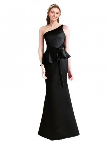 Black Mermaid One Shoulder Sleeveless Long Bridesmaid Dress Hobart