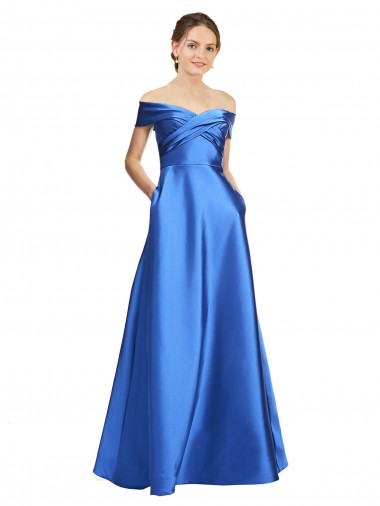 A-Line Off the Shoulder Long Black Tie Evening Gown / Prom Dress / Bridesmaid Dress Hobart