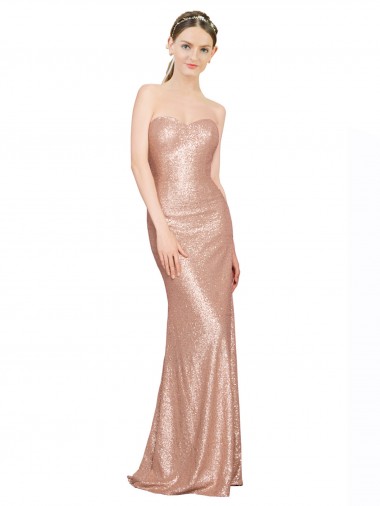 Low Back Rose Gold A-Line Sweetheart Long Formal Evening Gown / Prom Dress / Bridesmaid Dress Hobart