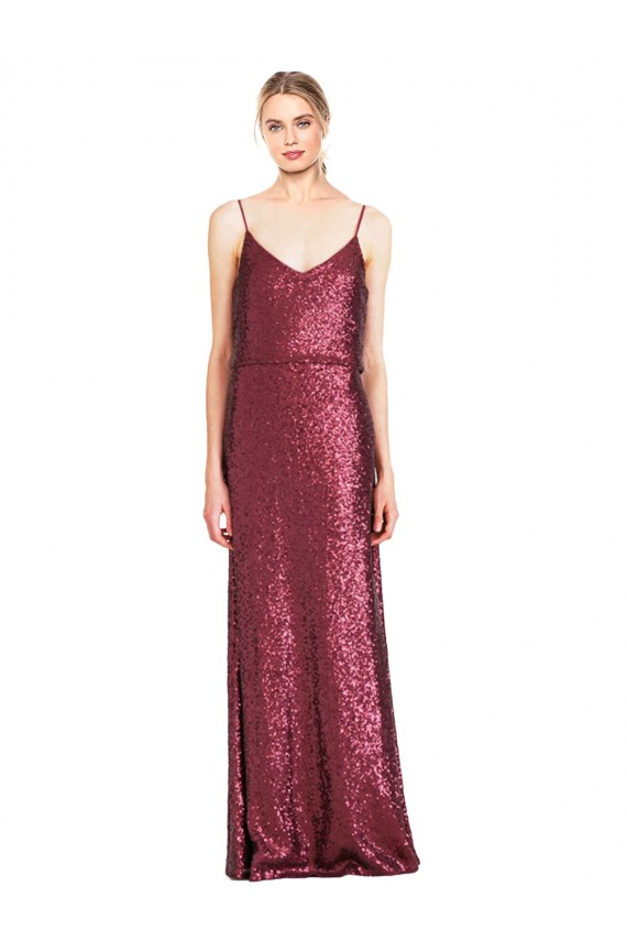 Burgundy A-Line High Neck Long Formal Evening Gown / Prom Dress / Bridesmaid Dress Hobart