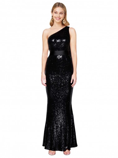Black Mermaid One Shoulder Long Formal Evening Gown / Prom Dress / Bridesmaid Dress Hobart