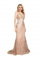 V-Back Rose Gold Mermaid V-Neck Long Formal Plus Size Evening Gown / Prom Dress / Bridesmaid Dress Hobart