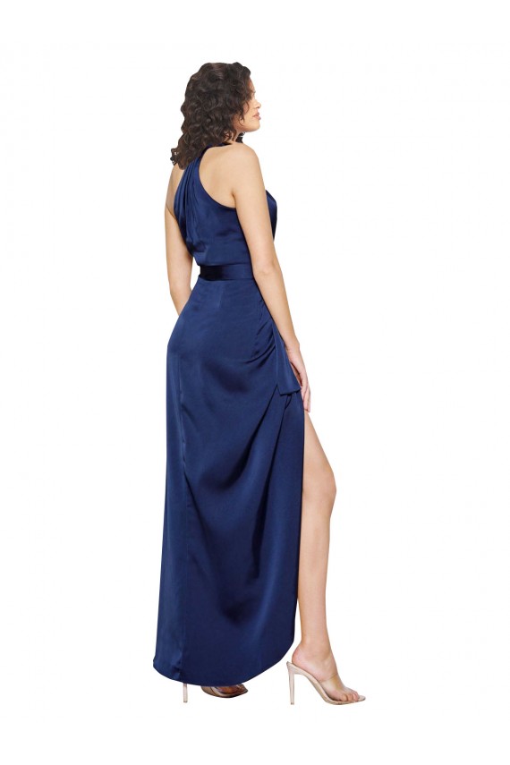 Sapphire A-Line High Neck Long High Low Evening Gown / Prom Dress / Bridesmaid Dress Hobart