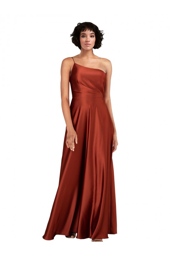 Burnt Orange A-Line One Shoulder Long Black Tie Evening Gown / Prom Dress / Bridesmaid Dress Hobart