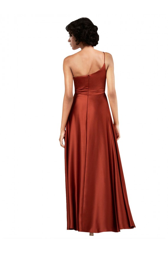 Burnt Orange A-Line One Shoulder Long Black Tie Evening Gown / Prom Dress / Bridesmaid Dress Hobart