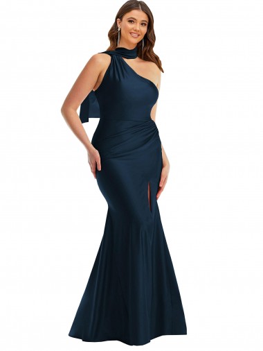 Dark Navy Mermaid Halter Neck Long Formal Plus Size Evening Gown / Prom Dress / Bridesmaid Dress Hobart