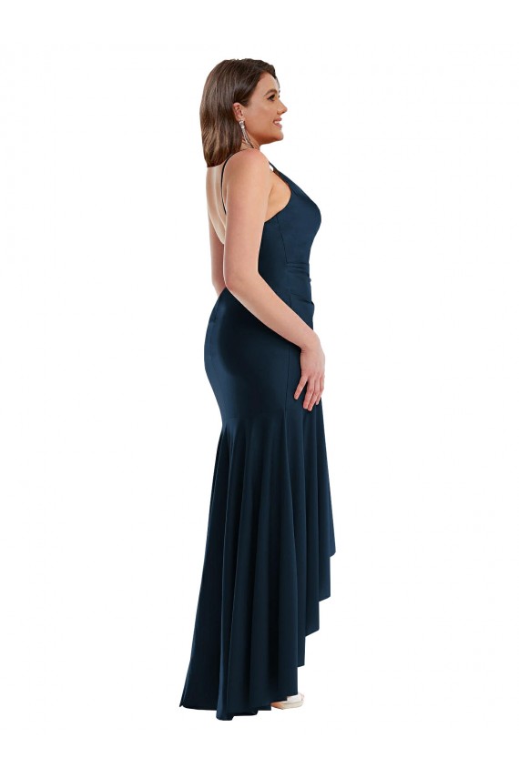 Dark Navy Mermaid Spaghetti Straps Long High Low Plus Size Evening Gown / Prom Dress / Bridesmaid Dress Hobart