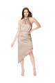 Champagne Pink A-Line Halter Neck Midi Length High Low Prom Dress / Bridesmaid Dress Hobart