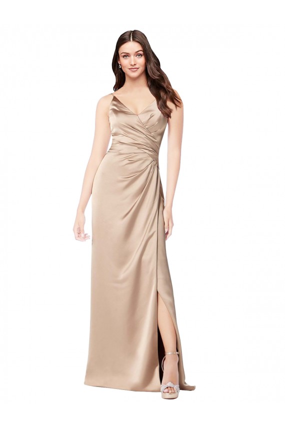 Low Back Champagne Pink A-Line V-Neck Long Formal Evening Gown / Prom Dress / Bridesmaid Dress Hobart