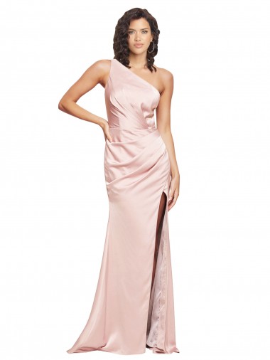 Low Back Pink Sheath One Shoulder Long Formal Evening Gown / Prom Dress / Bridesmaid Dress Hobart