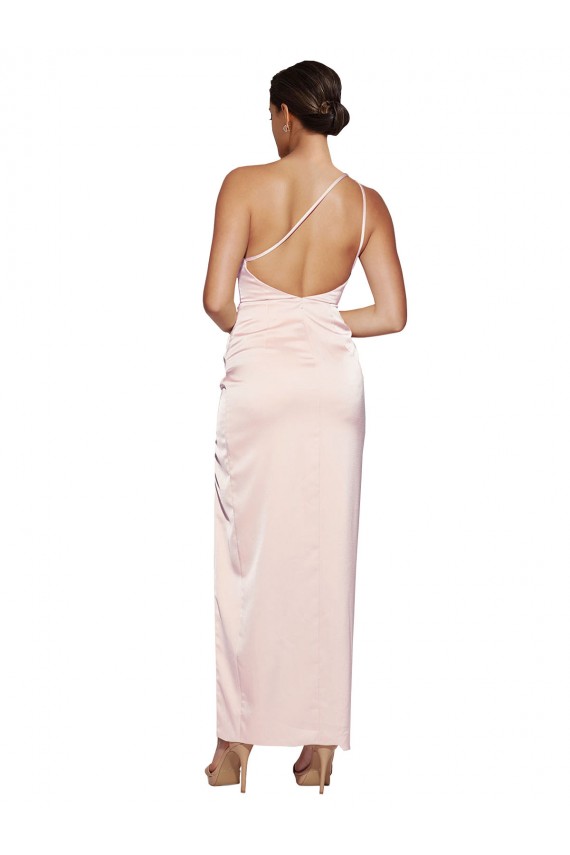 Low Back Pink A-Line One Shoulder Long Semi Formal Evening Dress / Prom Dress / Bridesmaid Dress Hobart