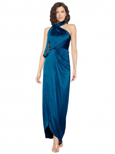 Peacock Blue Sheath High Neck Long Formal Evening Gown / Prom Dress / Bridesmaid Dress Hobart