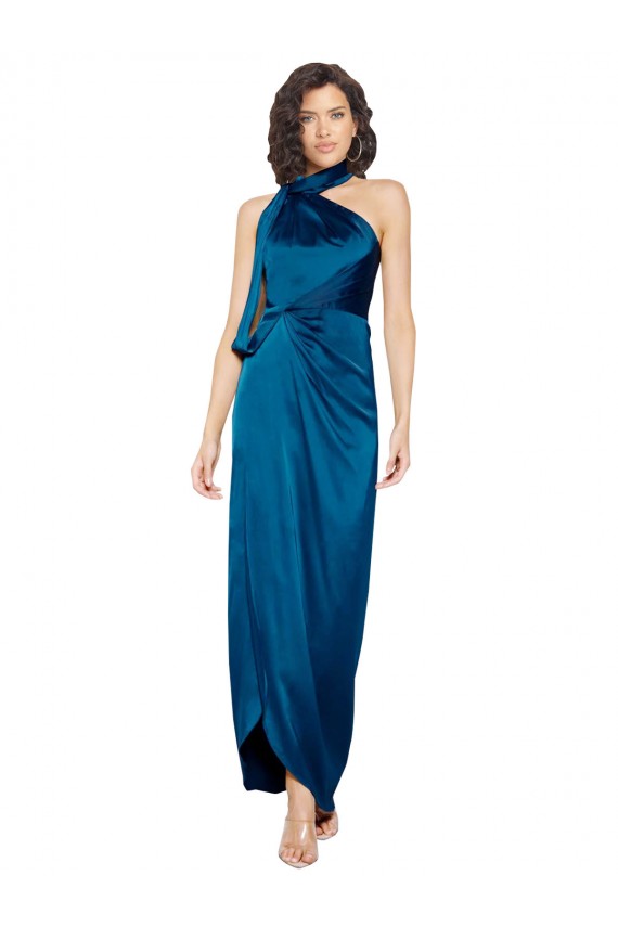 Peacock Blue Sheath High Neck Long Formal Evening Gown / Prom Dress / Bridesmaid Dress Hobart