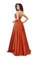 Low Back Burnt Orange A-Line Round Neck Sweep Train Formal Evening Gown / Prom Dress / Bridesmaid Dress Hobart