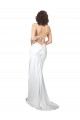Open Back White Sheath Cowl Neck Sweep Train Beach Wedding Dresses Hobart